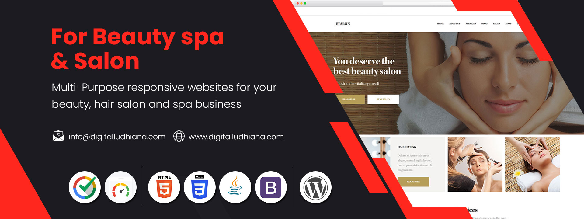 beauty hair salon and spa website designers in ludhiana
