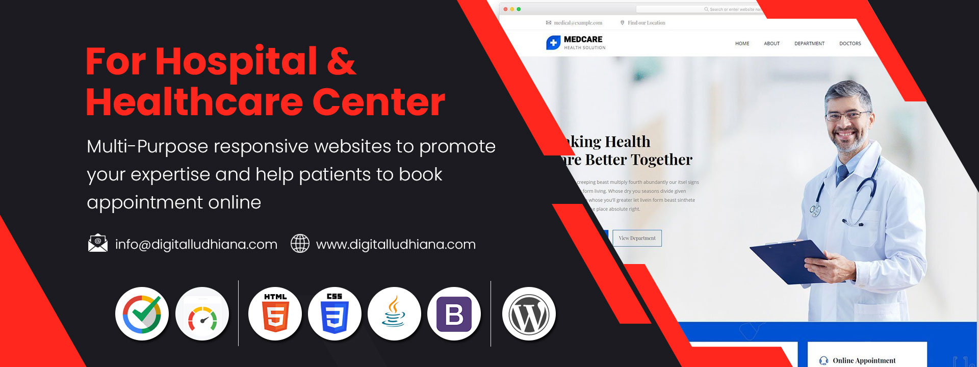 hospital health care center website designing company in ludhiana punjabi india