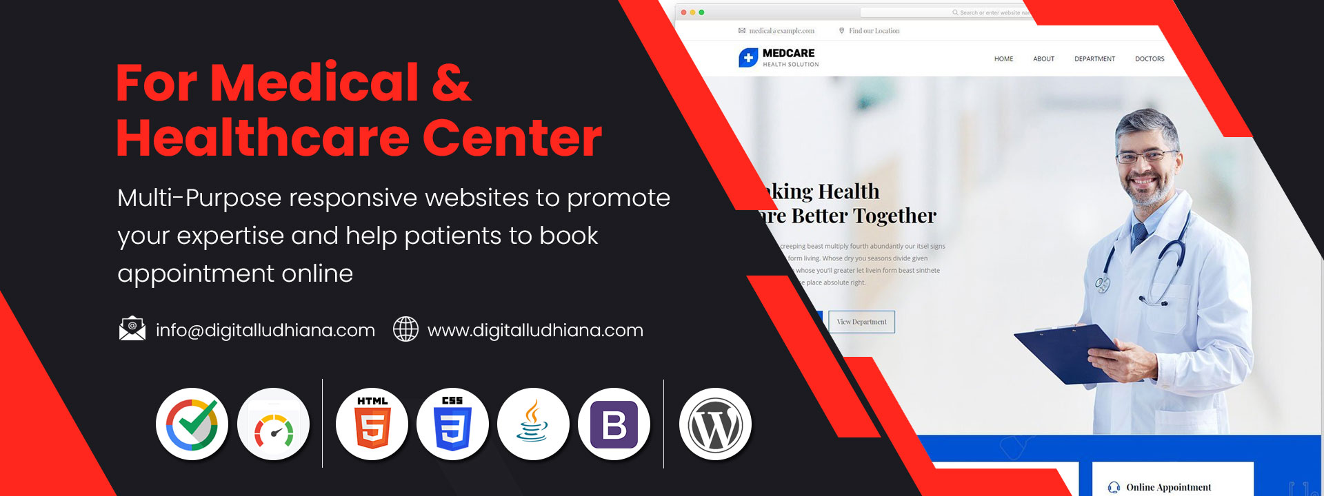 medical health care center website designing company in ludhiana punjabi india